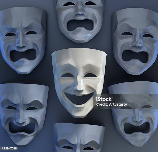 There Is Still Joy Among The Sadness Stock Photo - Download Image Now - Mask - Disguise, Stage Theater, Comedian