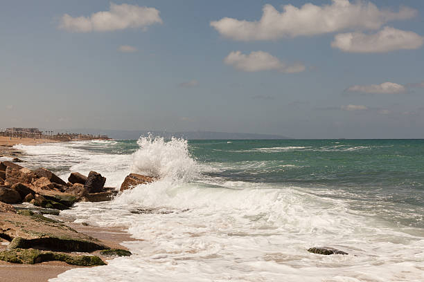 Apollonia beach near Tel Aviv stock photo