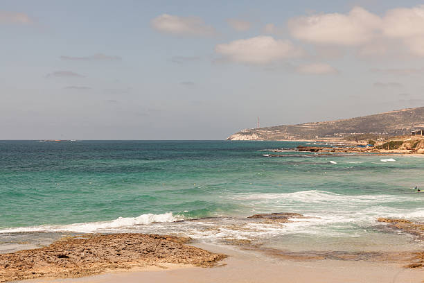 Apollonia beach near Tel Aviv stock photo