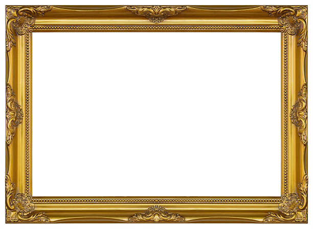 istock Antique gold frame isolated decorative carved wood stand 492958014