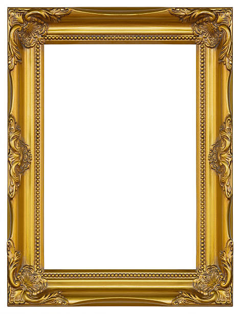 istock Antique gold frame isolated decorative carved wood stand 492958028