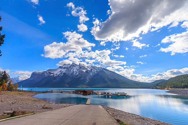 Lake Minnewanka or Water of the Spirits in Nakota Stoney Indian language Banff National Park Alberta Canada..
