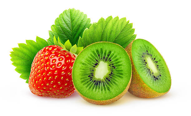 istock Kiwi and strawberry isolated on white background 492959902