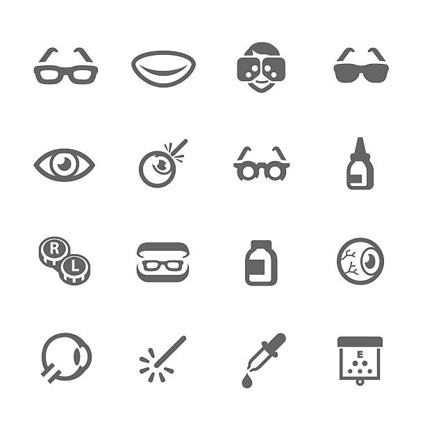 Optometry icons Simple Set Optometry Related Vector Icons for Your Design lens optical instrument illustrations stock illustrations
