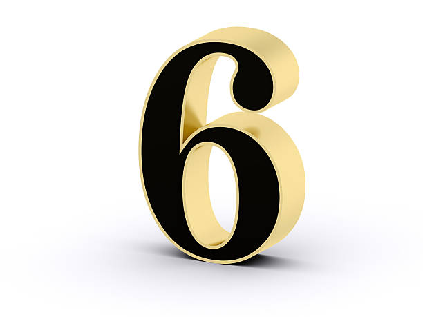 istock Number 6 in 3D golden-black letter 492962202