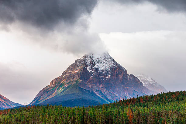 Smoking mountain in the Canadian Rockies (Alberta, Canada)