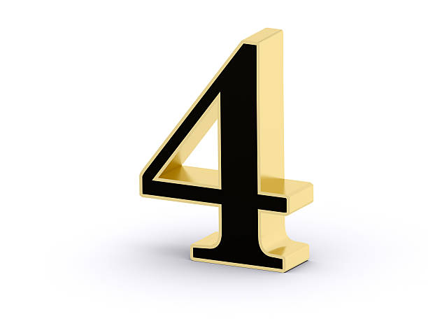 istock Number 4 in 3D golden-black letter 492962932
