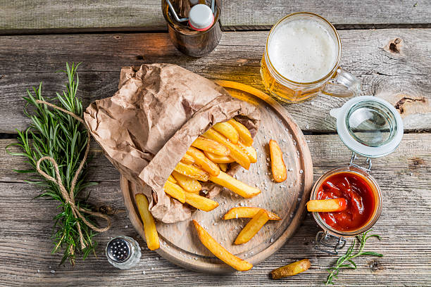 Homemade fries served with beer