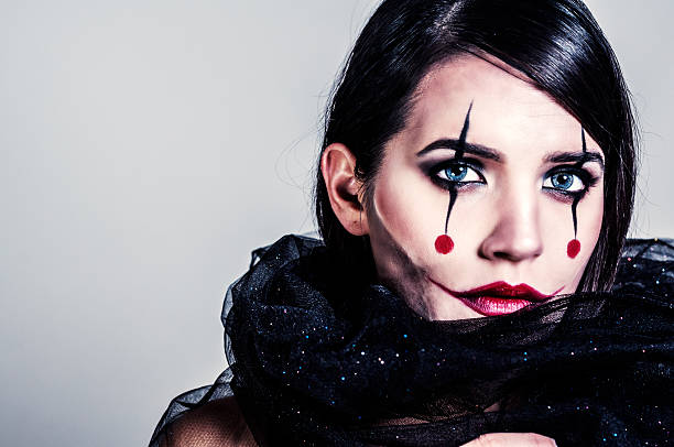 joker-dama - stage makeup black halloween make up imagens e fotografias de stock