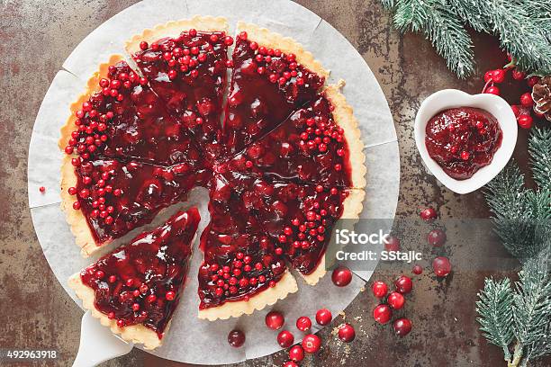 Cranberry Tart With Browned Butter Crust Stock Photo - Download Image Now - Sweet Pie, Christmas, Tart - Dessert