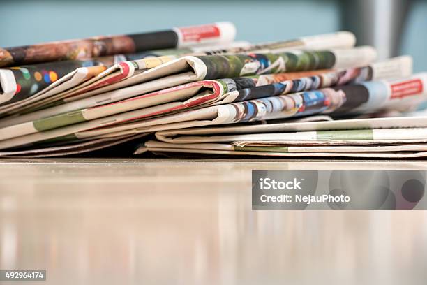 Stack Of Newspapers Stock Photo - Download Image Now - Newspaper, The Media, Stack