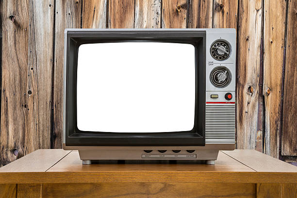 istock Vintage Portable Television with Cut Out Screen and Rustic Wall 492966352