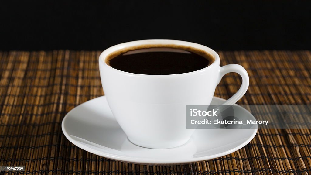natural black coffee in a white cup Adulation Stock Photo
