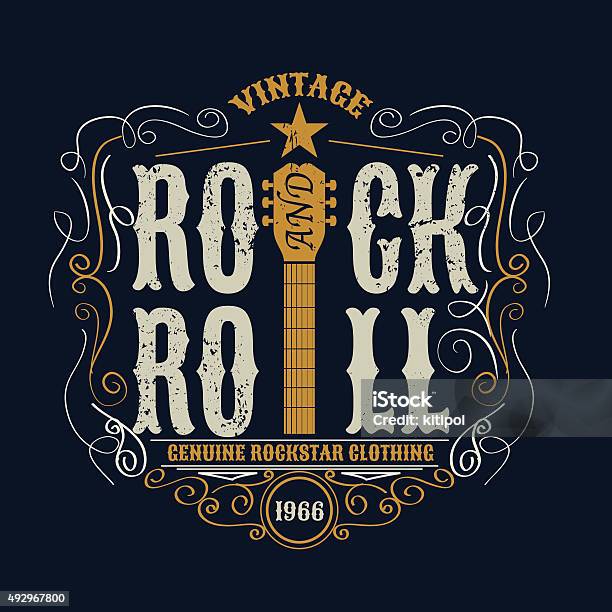 ヴィンテージのロックンロール Typograpic T シャツティー Designe ポスター - ロックミュージックのベクターアート素材や画像を多数ご用意 - ロックミュージック, ギター, Tシャツ