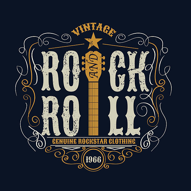 vintage rock and roll typograpic for t-shirt ,tee designe,poster vintage rock and roll typograpic for t-shirt ,tee designe,poster,flyer,vector illustration guitar designs stock illustrations