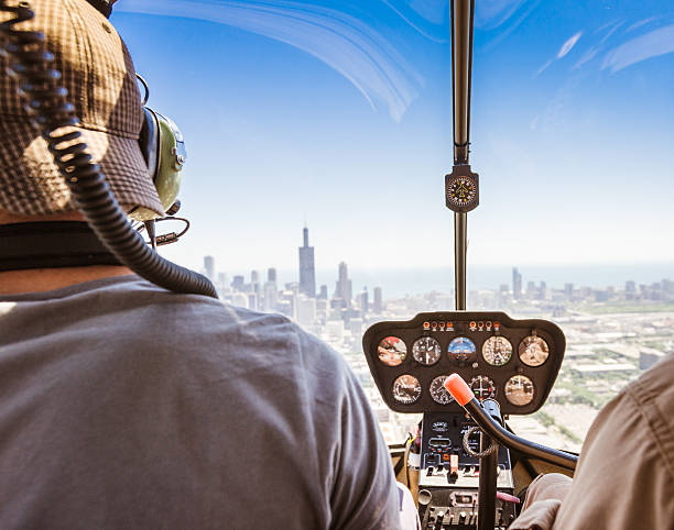 istock Helicopter Pilot over the chicago skyline 492967851