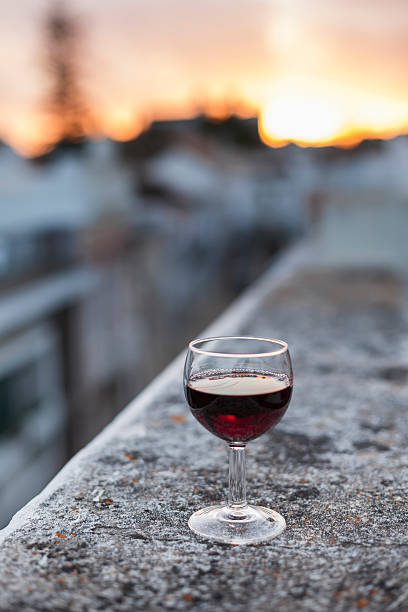 istock Glass of port wine on sunset. 492968843