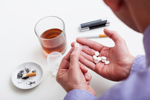 Man addicted to pills and alcohol and cigarettes