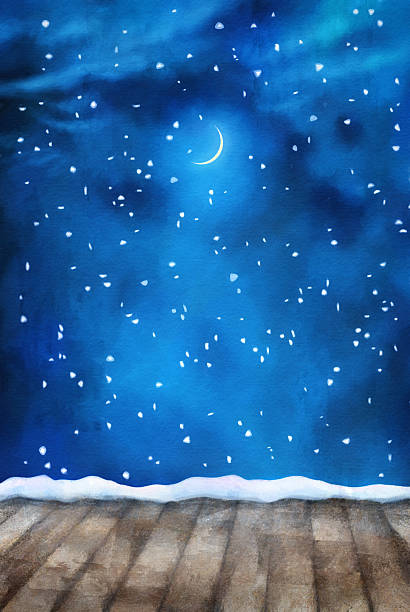 illustrazioni stock, clip art, cartoni animati e icone di tendenza di pittura di sfondo inverno notte - watercolor painting backgrounds abstract textured effect