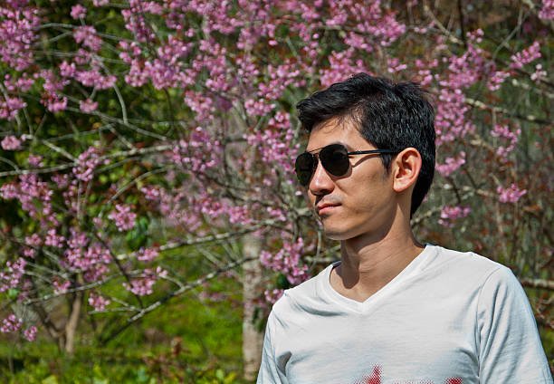 istock One man in the Wild Himalayan Cherry 492980668