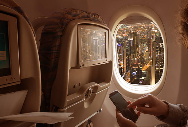 istock Night cityscape from an airplane 492982082