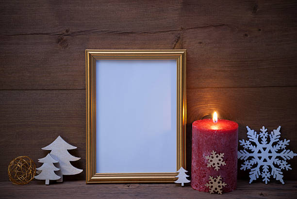 istock Frame With Candlelight And Christmas Decoration, Copy Space 492985558