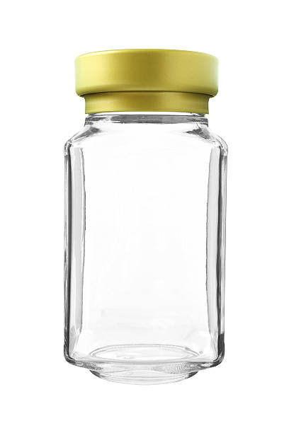 istock Empty Gold Cap Glass Bottle isolated on white background 492989836