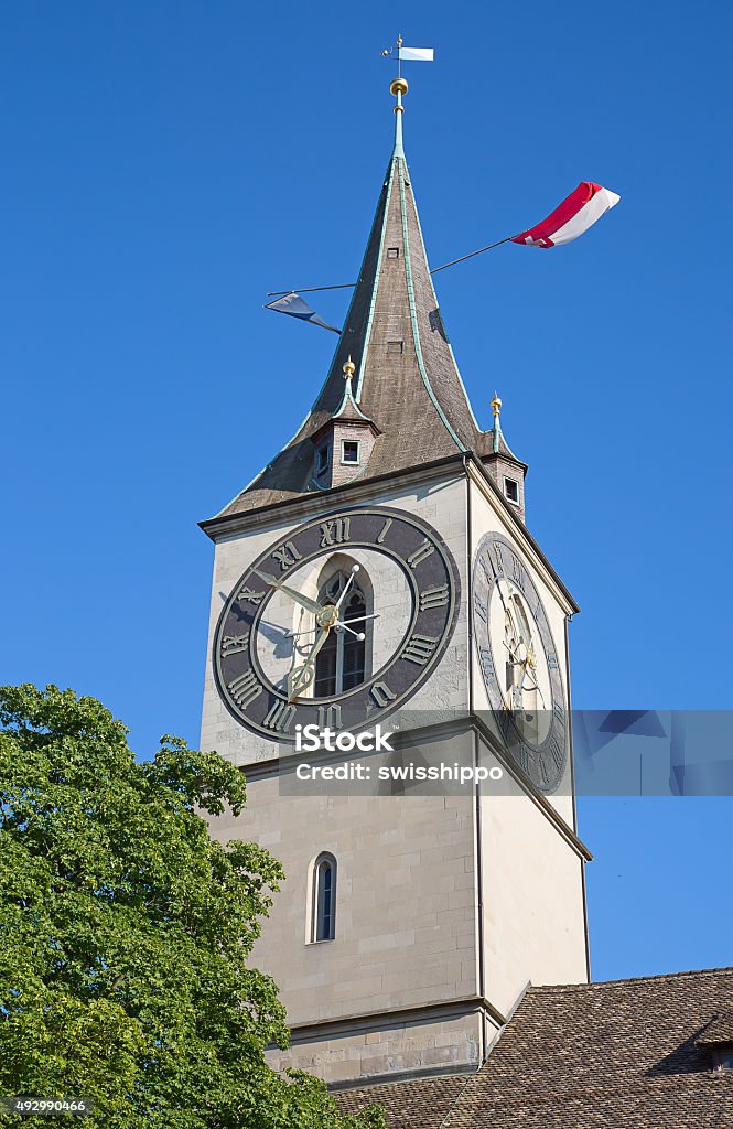 Zurich St.Peter's church in the Zurich (Switzerland, 2009) 2015 Stock Photo