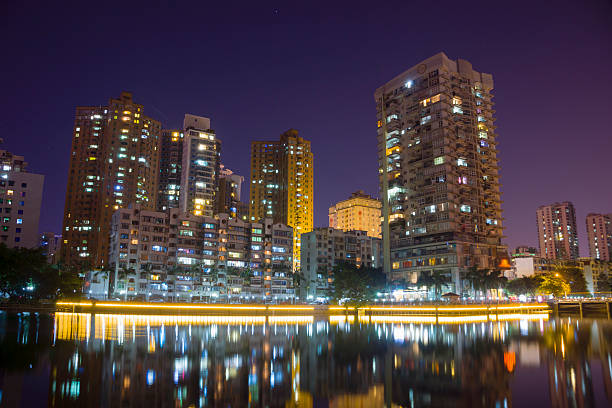 istock Night view of apartment at lakeside 492991352