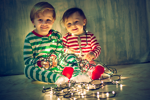 Children with Christmas decoration