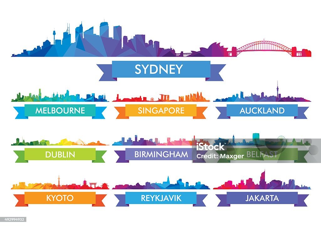 Colorful city skyline Australia and the Island country Urban Skyline stock vector