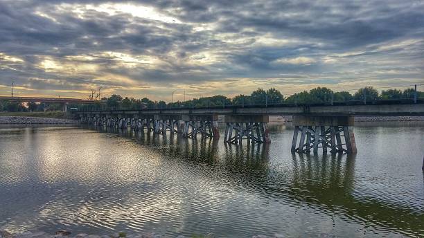 istock Boathouse District, Oklahoma River Bridge Landscape, Sunrise 492995756