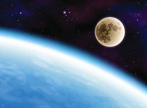 земля и луна - stratosphere stock illustrations