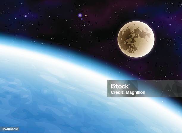 Earth And Moon Stock Illustration - Download Image Now - Planet Earth, Moon Surface, Moon
