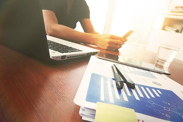 istock Young creative designer man working at office and social network 493019290