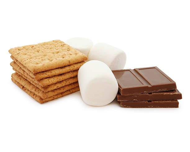 Smores Ingredients Smores Ingredients : graham crackers, chocolate and masrshmallows ready to be roasted! smore photos stock pictures, royalty-free photos & images