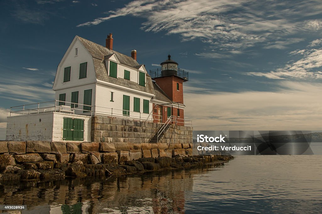 Rockland Lighthouse, Maine This photo of the Rockland lighthouse in Maine Groyne Stock Photo