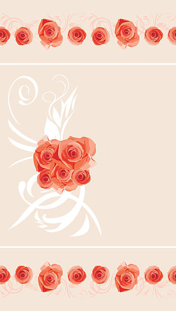 Elemento decorativo con florecer rosas de diseño de tarjeta de felicitación - ilustración de arte vectorial