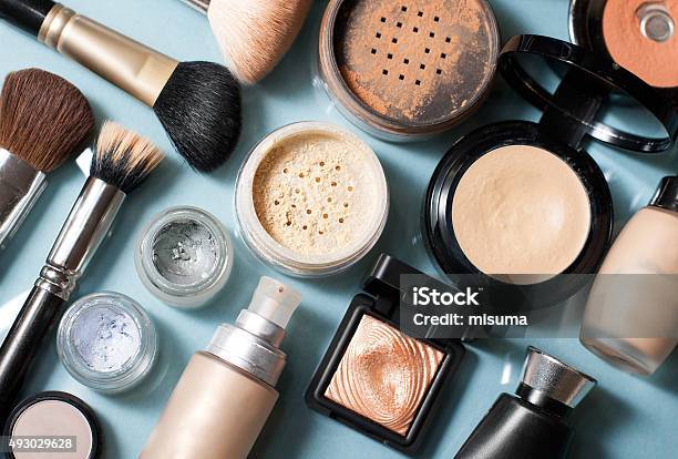 Set Of Decorative Cosmetic Stock Photo - Download Image Now - Make-Up, Beauty Product, Merchandise