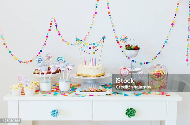 Dessert Table At Party Stock Photo - Download Image Now - Interior Decor, Baby Shower, Party - Social Event