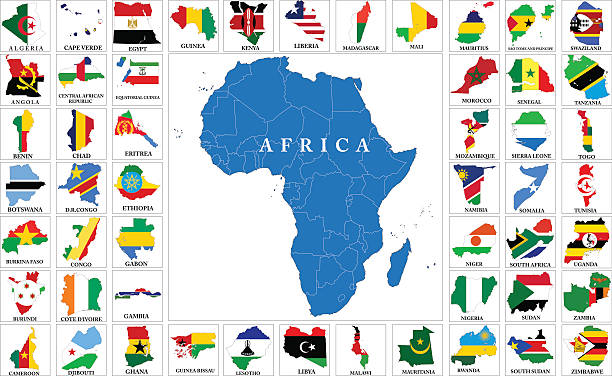 アフリカ諸国の旗マップ - silhouette ethiopia map cartography点のイラスト素材／クリップアー��ト素材／マンガ素材／アイコン素材