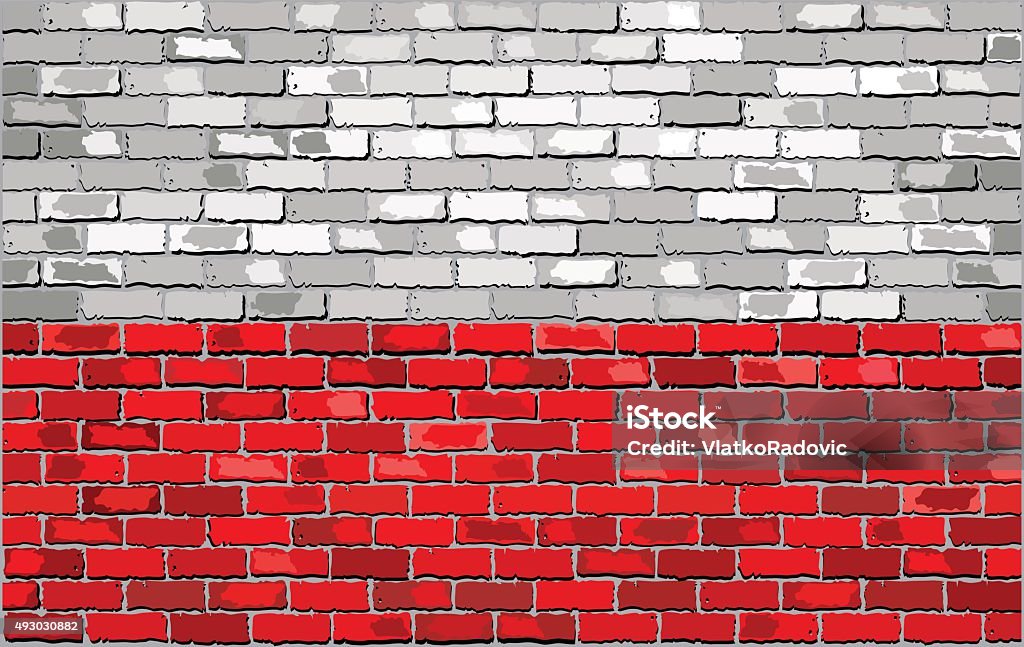 Grunge flag of Poland on a brick wall Polish Flag - Poland's Flag, 2015 stock vector