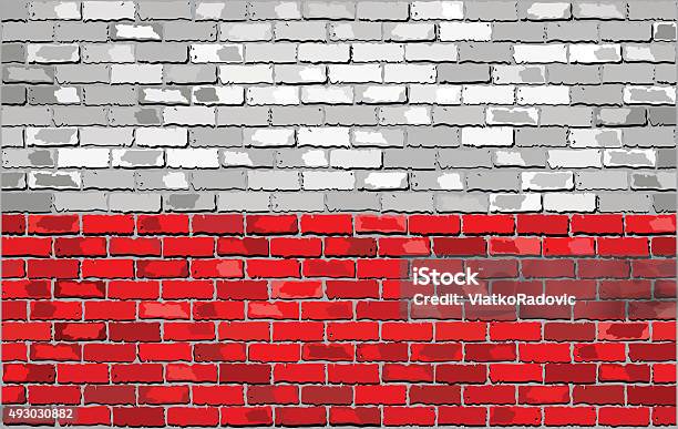 Grunge Flag Of Poland On A Brick Wall Stock Illustration - Download Image Now - 2015, Abstract, Acrylic Painting