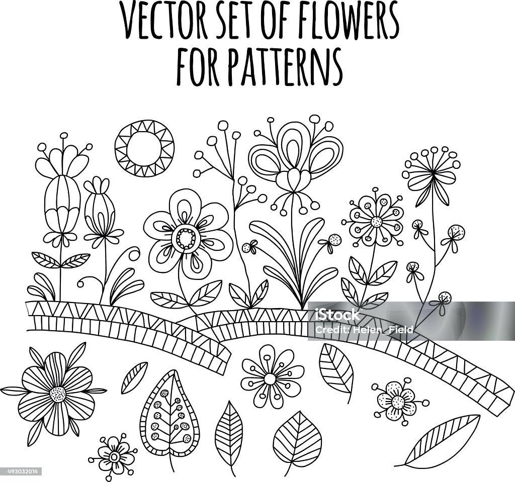 Vector set of doodle flowers. Vector set of doodle flowers. Beautiful bouquet of flowers 2015 stock vector