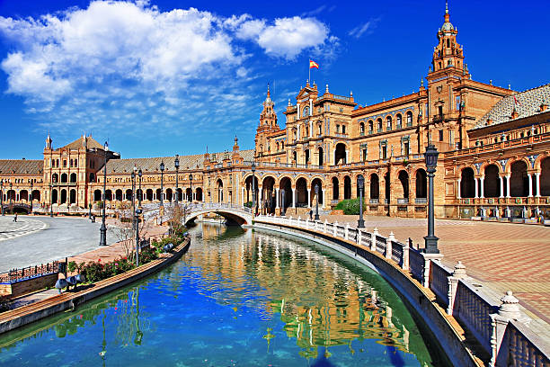 sevilla, españa. - plaza de espana spain seville famous place fotografías e imágenes de stock