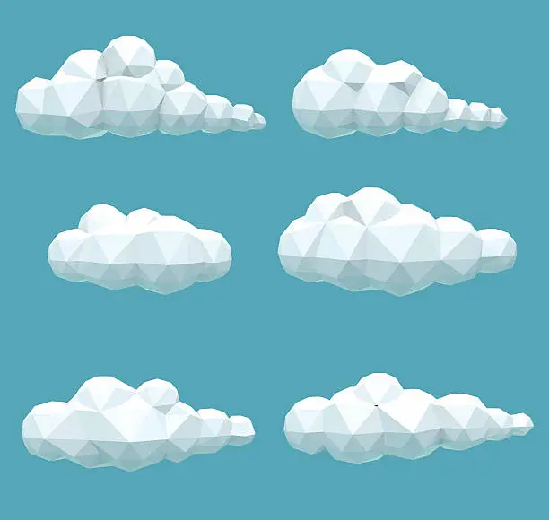 Vector illustration of Set polygonal volumetric clouds