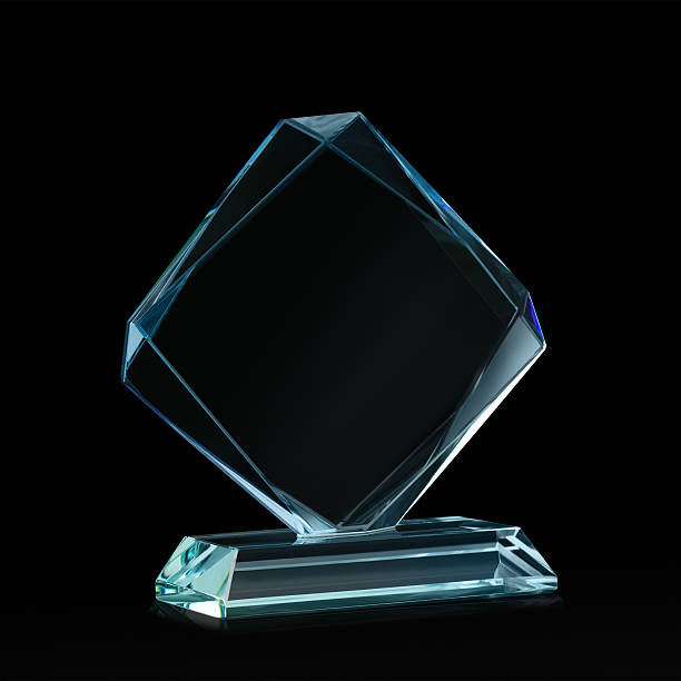 Crystal blank for award on black Crystal blank for award isolated on a black background with a clipping path crystal glassware stock pictures, royalty-free photos & images