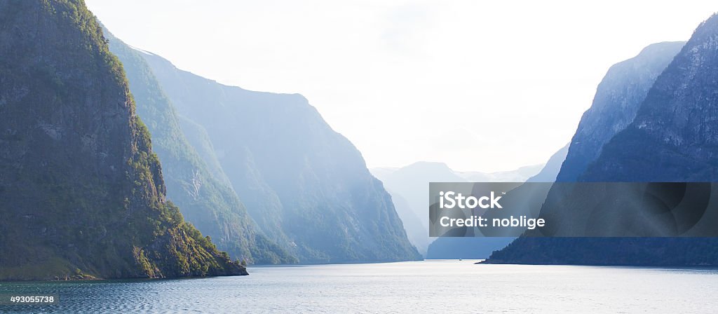 norway fjords panoramic view at sognefjord, beautiful norway fjord Landscape - Scenery Stock Photo