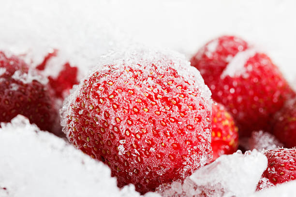 istock Strawberries, frozen for long duration storage of ice. 493055748
