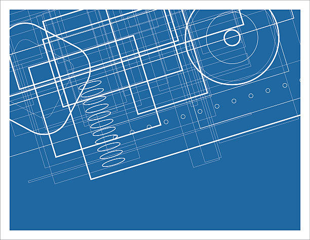 抽象的な技術的な図面 - blueprint electrical component engineer plan点のイラスト素材／クリップアート素材／マンガ素材／アイコン素材